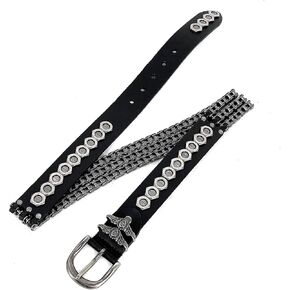 Heavy Motorcycle Chain Belt Genuine Leather Belt For Men Biker Nut Bicycle Chain Waistband