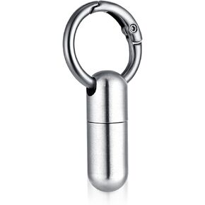 Small Pill Case Keychain Tiny Portable Carabiner Clip Pill Holder Bottle Micro Waterproof Metal Pill Container Mini Emergency Medicine Organizer for Outdoor Camping Travel Purse