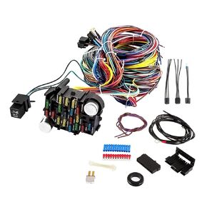 Universal 21 Circuit Wiring Harness Kit, Extra Long Wire Standard Color 17 Fuses Fit Chevy Mopar Hotrods Ratrods