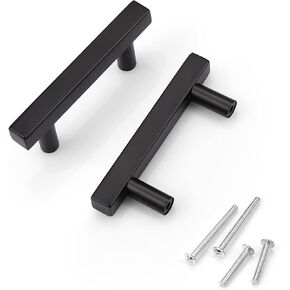 KNOBWELL 6 Pack Single Hole 2" Black Drawer Knobs and Pulls, Matte Black Cabinet Knobs Dresser Drawer Knobs for Kitchen and Bathroom