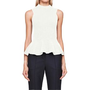 Women Turtleneck Peplum Tank Tops Ribbed Knit Sweater Vests Sleeveless Ruffle Tank Tops Mock Neck Fitted Shirts Tops