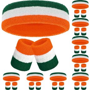 Bememo 30 Pcs Sweatbands Set 80s 90s Neon Sports Headband Tennis Striped Sweat Band Sports Competitions Games for Men Women Party Supplies
