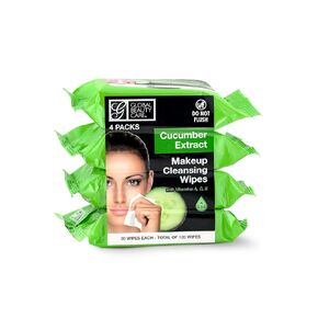 Global Beauty Care Cleansing Makeup Removal Wipes Bulk - Great for travel toiletries - 120 Count (4-Pack) (Cucumber)