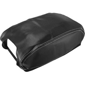 Car Center Console Armrest Cover 34x17cm Center Console Protect Cover for Jeep Wrangler JK 2011-2017 Faux Leather Black with Gray Stitches