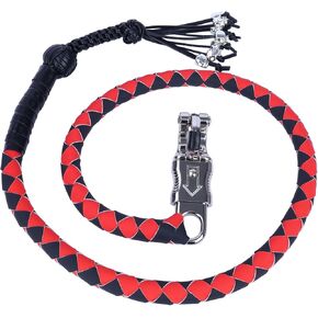 42'' Motorcycle Get Back Whip for Biker - Handlebar Leather Whips with Fringes and Skulls - Biker Whip for Motorbike, Black and White in Saudi Arabia