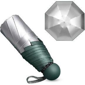 UPF50+Small Umbrella For Travel Mini Titanium Silver Coating Sunscreen Umbrella for UV Protection, Cooling, Rain and Rain Dual Use 300g Lightweight Compact Umbrella Can Be Put in a Pocket
