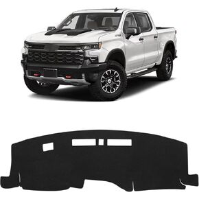 KUST Car Dash Cover for Chevy Chevrolet Silverado 2022-2024(Only fits 13.4-inch Touch Screen) Polyester Non-Slip Interior Accessories for Silverado Custom Fit Dash Mat Sunshade Windshield Glare Black
