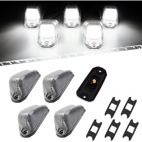 KOMAS Cab Roof Top Marker Lights White Led Clearance Running Lamps Compatible with 2014-2023 Dodge Ram ProMaster 1500 2500 3500,5PCS (Clear Len White Led)