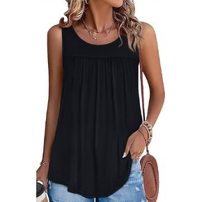WEESO Tank Top for Women Summer Sleeveless Pleated Crewneck T Shirts Dressy Casual Beach Vacation Clothes Fashion Outfits in Saudi Arabia