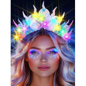 DRESBE Light Up Starfish Tiara and Crown LED Seashell Headband Beach Mermaid Hair Accessories for Women