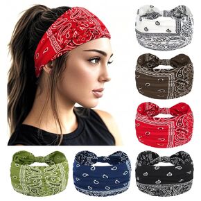 YARIEW Wide Headbands for Women Boho Headbands Stretch Elastic Knotted Headband Non-slip Head Bands Women's Hair Band Yoga Workout Head Wraps Hair Accessories for Women Girls 6 Pack