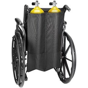 Oxygen Tank Holder for Wheelchair, Wheelchair Oxygen Tank Holder with Adjustable Straps and Storage Pockets, Waterproof Fits Most Oxygen cylinders