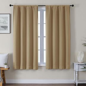 Blackout Curtains for Living Room 63 Inch Long, Thermal Insulated Window Treatment Black Out Curtains for Bedroom Decor with Rod Pocket, Each 40" Wx63 L, Taupe, 2PCS