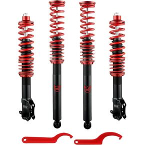 Coilovers Evil Energy Coilovers متوافقة مع فولكس واجن كابريو 1995-2002 ، الجولف 1985-1999 ، جيتا 1985-1999 ، كوررادو 1992-1995 ، طقم خفض قابل للتعديل ، مجموعة التعليق التوأم Tube ، Red ، Red Kit