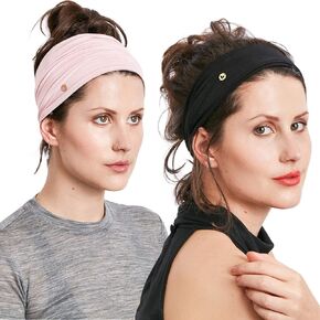 BLOM Non Slip Headbands - Wide Headbands for Women - Yoga Headbands for Women - Workout Headband for Women - Wear for Fashion, Travel, or Running Multi Style - Gym Wrap - 2 Pack