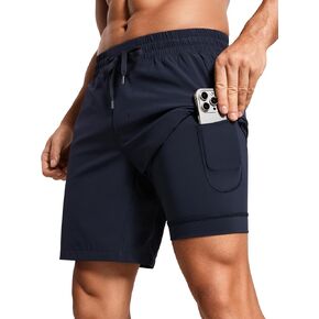CRZ Yoga Men's 2 في 1 شورت مع البطانة - 7 '' Dry Dry for Workout Sports Athletic مع جيوب