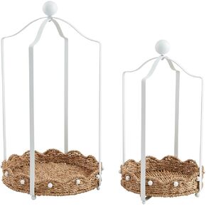 Mud Pie Small Scalloped Tray Lantern; 16" X 9" Dia