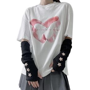 Ralcosuss Cute Star Women’s Winter Knitted Arm Warmer Y2K Fingerless Gloves Mittens Arm Sleeve