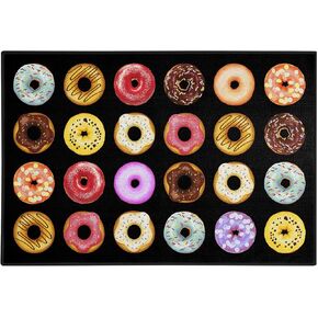 Booooom Jackson Donuts Seating Classroom Brug for Kids غرفة جلوس ديكور ، 7'54''x13'12 '' سجادة كبيرة للسجاد في مرحلة ما قبل المدرسة للتدريس واللعب ، والدعم المطاطي غير القابل للانزلاق (أسود-برو)