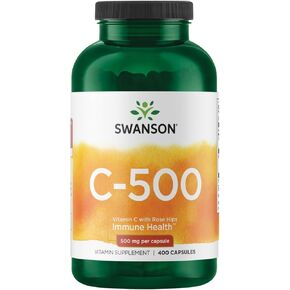 Swanson Vitamin C with Rose HIPS 500 Milligrams 400 Capsules