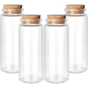 150ml / 5.07 oz. 4pcs Small Glass Bottle with Cork Lids, Potion Bottles, Decorative Jars, Memory Jar, Magic Spell Jars Vials, Sand art Bottles for Art Paint Display DIY Decoration Gift Party Favors