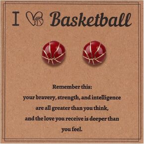Basketball Earrings for Woman, Stainless Steel Basketball Stud Stylish Sports Earrings Ideal Jewelry Gift for Sport Lover & Fans