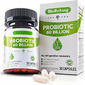 Probiotics 60 Billion CFUs, 11 Diverse Strains Natural Prebiotics for Immune, Digestive and Gut Health Supports Occasional Constipation Diarrhea Gas & Bloating for Women & Men 60 Count