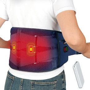 Comfytemp Cordless Heating Pad with Massager for Back Pain Relief, Portable Lower Back Massager FSA HSA Eligible, Wearable Heating Pads for Cramps with 3 Heat, Auto-Off, Birthday Gifts for Mom Blue