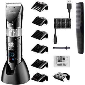 Hatteker Cordless Hair Trimmer Pro Hair Clippers Beard Trimmer for Men Haircut Kit Cordless USB Rechargeable Waterproof