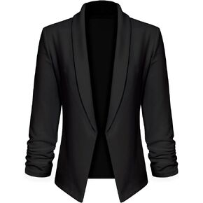 Women 3/4 Sleeve Blazer Open Front Cardigan Jacket Work Office Blazer