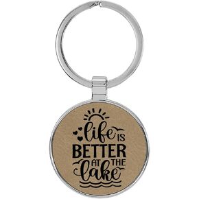 Life is Better at the Lake Laser Engraved Leatherette Keychain Backpack Pull - 1.5 x 3 Inches