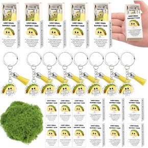 40Set Employee Appreciation Gifts for Coworkers Emotional Support Positive Inspirational Keychain with Positive Card Cheer Up Card Box Thank You Staff Gift for Team Teacher Nurse Office Pocket Favors