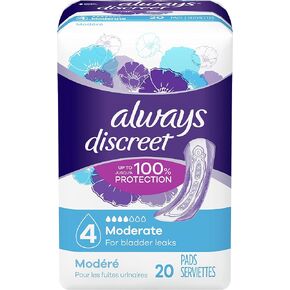 Always Discreet Incontinence Pads, Moderate, Regular Length, 20 Count