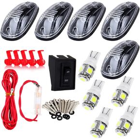 cciyu 5 Pack Cab Roof Marker Running Light LED Replacement fit for 2003-2017 For Dodge For Ram 1500 2500 3500 4500 5500 Cab Marker case+5050SMD LED Bulb+Wiring pack (clear)
