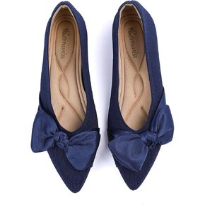 Semwiss Pointed Toe Ballet Flats for Women Slip On Comfortable Flats with Bow Dressy Casual Work Shoes