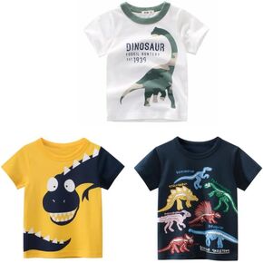TOONRAIN Boys 3 Pack T-Shirts Short Sleeve Tees Summer Top for Boys Casual Shirts Set
