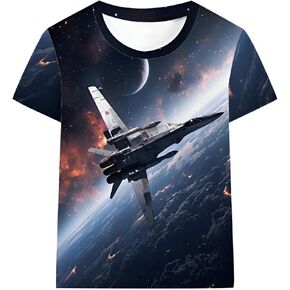 Tkria Boy T-Shirt 3D Graphic Shirt Monster Truck Print Crewneck Cool Short Sleeve Shirt 3-10 Years