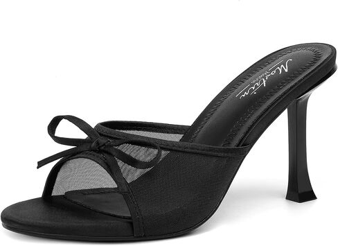 Mostrin Kitten Heels for Women Round Toe Heels With Bow Vintage Mules Sexy Slip on Stiletto Backless Sandals for Party Daily in Saudi Arabia