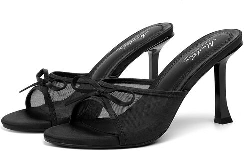Mostrin Kitten Heels for Women Round Toe Heels With Bow Vintage Mules Sexy Slip on Stiletto Backless Sandals for Party Daily in Saudi Arabia