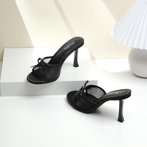 Mostrin Kitten Heels for Women Round Toe Heels With Bow Vintage Mules Sexy Slip on Stiletto Backless Sandals for Party Daily in Saudi Arabia
