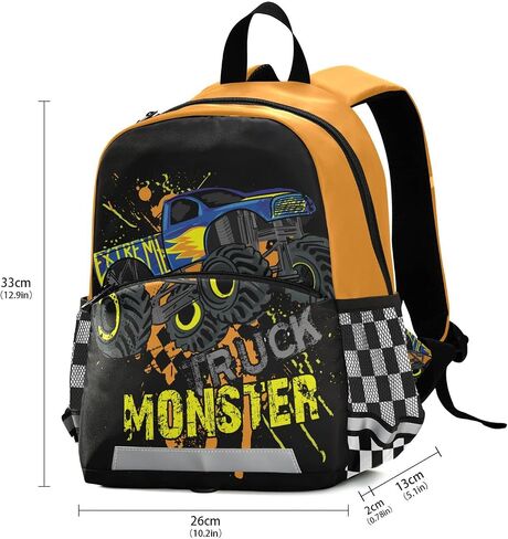كراتون مونستر شاحنة ظهر شاحنة وحش المربى المربى الكتب الأطفال Daypack Daypack Toddler Towner School Bag حقيبة صغيرة صغيرة للأولاد مع حزام الصدر in Kuwait
