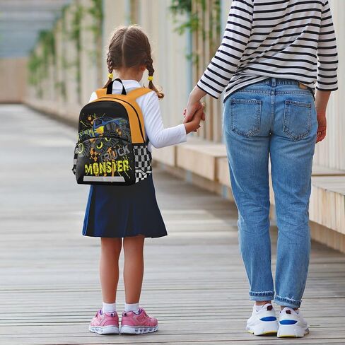كراتون مونستر شاحنة ظهر شاحنة وحش المربى المربى الكتب الأطفال Daypack Daypack Toddler Towner School Bag حقيبة صغيرة صغيرة للأولاد مع حزام الصدر in Kuwait