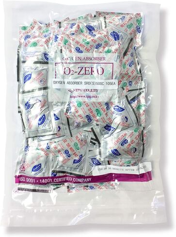 500 CC [105 Packets] Premium Oxygen Absorbers for Food Storage, Oxygen Scavengers Packets(1 Bag of 105 Packets) - ISO 9001 & 14001 Certified Facility Manufactured in Saudi Arabia