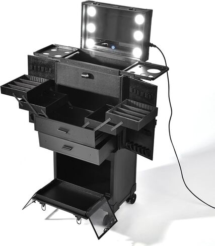 BYOOTIQUE Clipper Trimmer Portable Mobile Barber Station Tool Box Rolling Makeup Hair Salon Stylist Train Case Key in Saudi Arabia