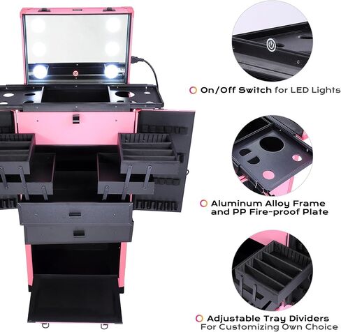 BYOOTIQUE Clipper Trimmer Portable Mobile Barber Station Tool Box Rolling Makeup Hair Salon Stylist Train Case Key in Kuwait