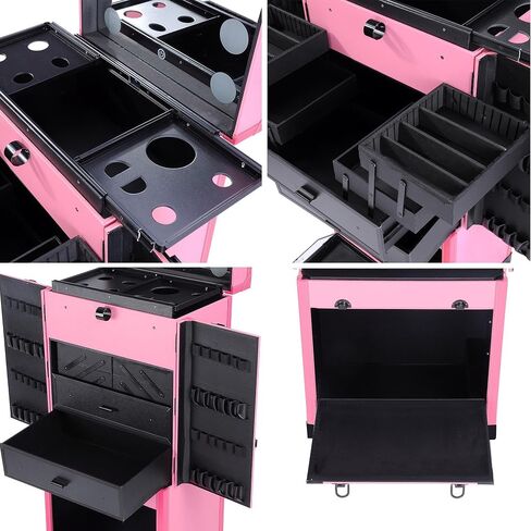BYOOTIQUE Clipper Trimmer Portable Mobile Barber Station Tool Box Rolling Makeup Hair Salon Stylist Train Case Key in Kuwait