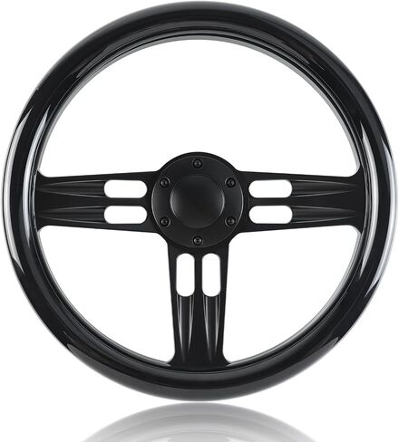 14in Universal Wooden Racing Steering Wheel, Six Hole Bolt with Horn Buttons 3 Spoke for Rally/Motorsport/Car Simulator Driving in Saudi Arabia