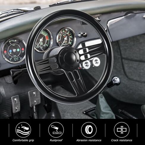 14in Universal Wooden Racing Steering Wheel, Six Hole Bolt with Horn Buttons 3 Spoke for Rally/Motorsport/Car Simulator Driving in Saudi Arabia