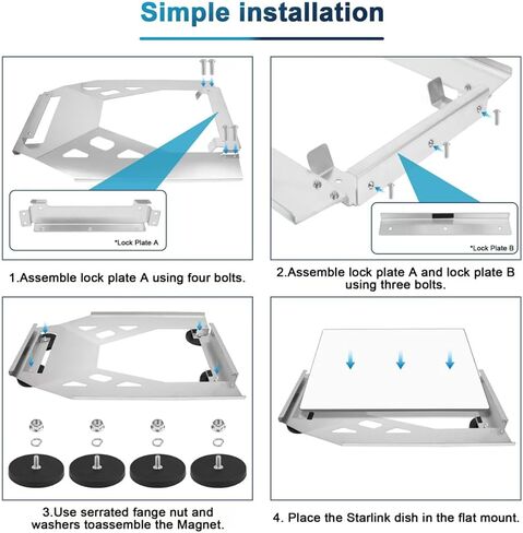 Starlink Gen 3 Flat Roof Mount Kit, Starlink Standard Dish Magnetic Quick Release Roof Mount Kit for RV, Vans, Boat, Truck(Black) in Saudi Arabia