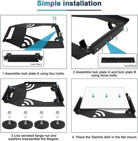 Starlink Gen 3 Flat Roof Mount Kit, Starlink Standard Dish Magnetic Quick Release Roof Mount Kit for RV, Vans, Boat, Truck(Black) in Saudi Arabia